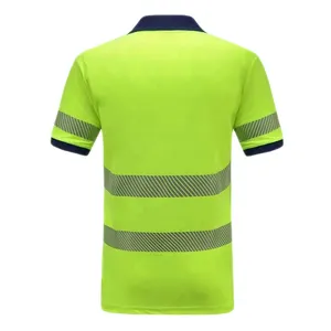 Hi Vis Polo Shirt Short Sleeve Shirt High Visibility Heat Sealed Reflective Tape Reflective Safety Breathable Workwear Shirt