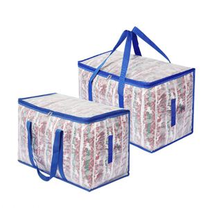 PP Woven Large Clothing Blanket Bed <b>Sheet</b> Toys Gifts Organizer Storage Bag Clear Zipper Moving Bags - Product Image 1