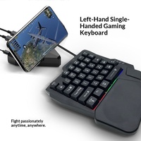 Clavier à membrane à une main avec rétroéclairage RGB, 35 touches, support pour le poignet, pour téléphone portable, ordinateur, combos clavier-souris pour jeux
