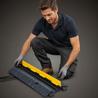 Rampe de protection de câbles en caoutchouc PVC, 1 voie, durable, anti-âge, jaune + noir, indice de vitesse de circulation 30 km/h, pour événements extérieurs
