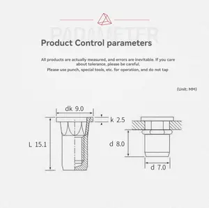 Materiales personalizables M4 * 2,5-15 Tuerca de remache semihexagonal de cabeza redonda de Zinc negro galvanizado