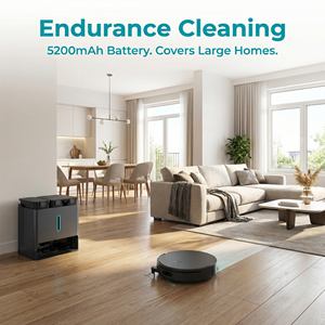 หุ่นยนต์ดูดฝุ่นสำหรับบ้าน แรงดูด 20000Pa แบตเตอรี่ 52000mAh ถูพื้นแบบเปียกและแห้ง 3 in 1 ทำความสะอาดอัตโนมัติ ดูดฝุ่นแบบเปียกและแห้ง - Product Image 3