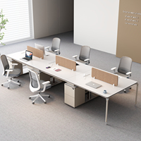 Poste de travail modulaire en acier pour bureau, écologique, moderne et minimaliste, double place, pour 4/6 personnes, avec cloison de séparation
