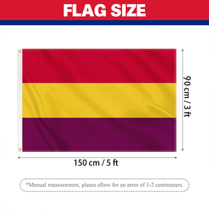 Drapeau de la Deuxième <span class=keywords><strong>République</strong></span> <span class=keywords><strong>espagnole</strong></span> 3x5 pieds 100% polyester Drapeau historique double face pour la vente en gros - Product Image 2