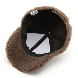 Wholesale 6-Panel Baseball Cap Custom Logo Plush Winter <b>Hat</b> Unisex Autumn Winter Retro Solid Color Outdoor Ski Adjustable Common - Product Image 4