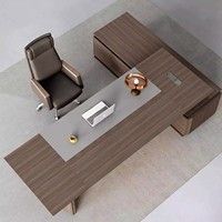 Ensemble élégant de bureau et de chaise de direction, bureau de patron de luxe haut de gamme, bureau de PDG, bureau de direction moderne et simple