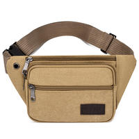 Sac banane unisexe en toile pour sports de plein air, avec fermeture éclair, grande capacité, 4 poches, forme coussin