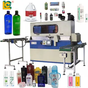 प्लास्टिक कंटेनर यूवी स्क्रीन प्रिंटर यूवी इलाज प्रणाली के साथ पूरी तरह से स्वचालित शैम्पू बोतल स्क्रीन प्रिंटिंग मशीन
