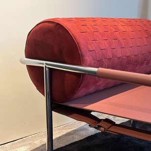 Nieuw Ontwerp Creatief Roestvrijstalen Frame Lederen Gevlochten Cilindrische Rugleuning Home Bar Coffeeshop Hotel Vrijetijdsstoel - Product Image 6