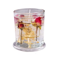 Maßgefertigte Transparente Gelee-Wachskerze, Echte Blütenblätter Aromatherapie-Kerze, Glasverpackung, Geburtstag, Erntedankfest