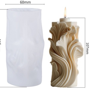 Ocean Wavy Resin Candle Mold Pillar Silicone Mold For Home Decoration <b>Scented</b> Candle Mould Non <b>Stick</b> Reusable - Product Image 5