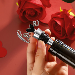 Love Wine <b>Stoppers</b> Silver Metal Sealing Bottle <b>Stopper</b> For Valentine Wedding Gift Red Pink White Black Heart Design - Product Image 4