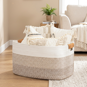Cesta de Almacenamiento Multifuncional Cuadrada Tejida con Hilo de Algodón, Estilo Moderno y Minimalista, Gran Capacidad, para Sala de Estar - Product Image 2