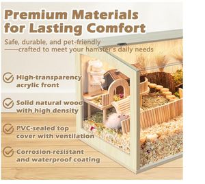 Jaula Personalizada para Hámster, Resistente a Mordeduras, de Madera, 32 Pulgadas, Jaula para Cobayas, Ratones y Ratas, con Parte Superior Abrible y Láminas Acrílicas - Product Image 6