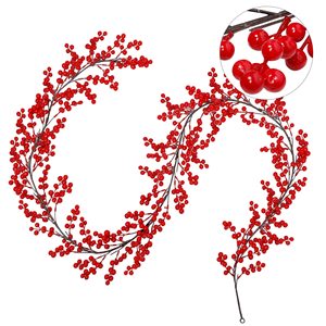 Artificial Plastic Garland with Red Berries Eco-Friendly Handmade Trendy Indoor/<b>Door</b> Christmas Decoration for Wall Mount - Product Image 5
