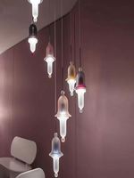 Lustre Minimaliste Postmoderne de Designer Italien, Petit Lustre pour Restaurant et Bar, Logo Imprimé en 3D, Verre Teinté, Lustre de Chevet Moyen