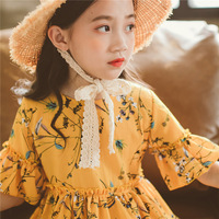 Vestidos de Verano Sexys de Algodón Floral Transpirable para Niñas Pequeñas