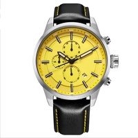 Montre chronographe personnalisée avec logo, bracelet en cuir tendance, texture haute qualité, marque privée OEM, prix abordable
