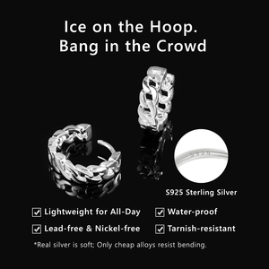 Boucles d'oreilles créoles Huggie en argent sterling 925 plaqué or 14K avec zircone cubique, hypoallergéniques, effet glacé étincelant, pour hommes et femmes, <span class=keywords><strong>bijoux</strong></span> hip-hop, 15mm, éblouissantes - Product Image 3