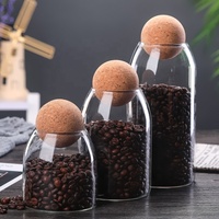 Pot en verre soufflé à la main rond unique en borosilicate de haute qualité avec couvercle en liège, récipient alimentaire chauffable, capacité de 1000 ml pour une utilisation en cuisine