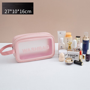 Sac de voyage pour femmes en PU, sac de rangement pour cosmétiques, organiseur de maquillage de voyage, sacs de toilette imperméables, étuis à cosmétiques transparents - Product Image 4