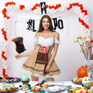 Abito Dirndl in Velluto per Donna Ispirato <span class=keywords><strong>a</strong></span> <span class=keywords><strong>Film</strong></span> e Serie TV, Costume Bavarese Tedesco per Oktoberfest, Halloween, Feste in Maschera, Completi per Adulti - Product Image 2