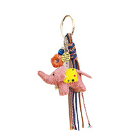 Porte-clés éléphant en feutre, pendentif animal cousu main avec pompon décoratif, ornement de sac à main, mode féminine, cadeau