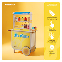 Carrito de Helados de Madera MUWANTU, Juguete de Simulación, Camión de Comida para Niños con Accesorios para Niños Pequeños, Aprendizaje Interactivo