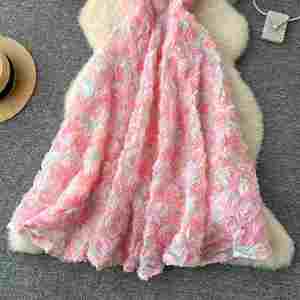 Vestido Maxi Casual de Tela Tejida Elegante para Invierno, Ecológico, Transpirable, Lavable, Tipo Túnica, Sin Mangas, con Encaje 3D para Mujer - Product Image 3