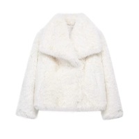European American Frauen Winter Pelzmantel Große Revers Nerz Gestrickt Short Top Plus Size