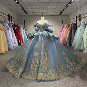 <span class=keywords><strong>Vestido</strong></span> de Quinceañera Jancember 20304 Exclusivo en <span class=keywords><strong>Azul</strong></span> Polvoriento <span class=keywords><strong>con</strong></span> Lentejuelas de Cristal y Lazo Grande - Product Image 2