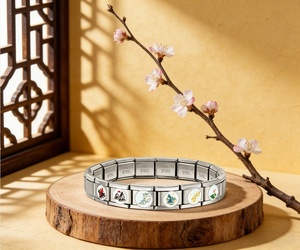 Bracelet modulaire italien en acier inoxydable, tendance, classique, vintage, floral, cadeau personnalisé, photo, couple, bijoux commémoratifs, montre - Product Image 2