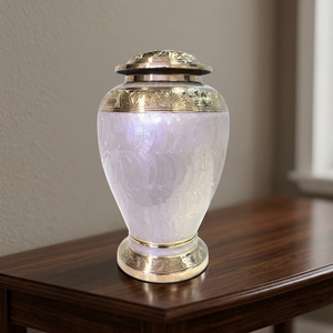 Urna Funeraria de Latón Blanco Estilo Europeo, Duradera, Recuerdo Conmemorativo, Portátil, Decoración de Mesa para Cenizas de Adultos - Product Image 4