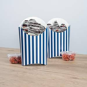 Boîte à frites en carton alimentaire personnalisée avec impression rayée bleu et blanc, <span class=keywords><strong>prix</strong></span> de gros - Product Image 1