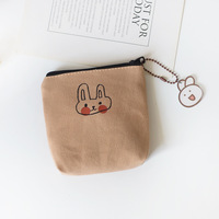 Dompet koin kelinci kecil lucu untuk wanita, dompet Mini Korea hati gadis segar kecil kompak sederhana kantung koin