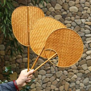 Éventail en bambou fait main de style chinois rétro, écologique, motif quadrillé, technique de peinture, pour rafraîchissement estival, entièrement fait main - Product Image 2