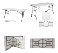 Ensemble de table et chaises pliantes carrées portables d'extérieur en gros - Longueur 6 pieds, en plastique blanc, design moderne, pour usage en cour, réglable