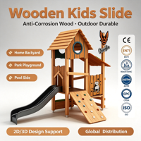 Toboggan en bois durable pour jeux extérieurs, toboggan en bois anti-corrosion pour terrains de jeux publics