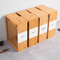 Récipient alimentaire pour cuisine Récipient à céréales en plastique de bambou avec couvercle Distributeur de stockage de céréales pour bonbons et farine de riz 3L
