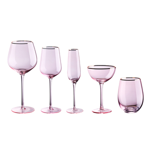 Tasse à eau moderne verres à pied en cristal verres à monture dorée verres à vin en verre <span class=keywords><strong>rose</strong></span> pour fête de mariage - Product Image 2