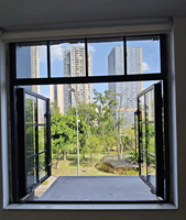 Puerta Frontal Francesa Antigua con Ventanas Dobles Arqueadas de Aluminio y Vidrio para Patio