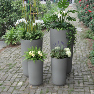Direct chinois usine moderne minimaliste grand cylindre Fiberclay Pot de <span class=keywords><strong>fleur</strong></span> <span class=keywords><strong>support</strong></span> pour la plantation intérieure/extérieure - Product Image 1