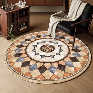 Alfombra Redonda Elegante con Diseño de Medallón, Imitación de Cachemira, para Sala de Estar, Dormitorio, Decoración del Hogar, 6 pies, Estilo Vintage - Product Image 1