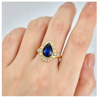 Bague de fiançailles QX Fine Jewelry en argent 925, moissanite bleue personnalisée taille brillant, sertie pavé, plaquée or 18 carats, bagues de luxe délicates