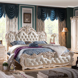 Suite de luxe complète pour villa classique, lit double king size en cuir, design classique <span class=keywords><strong>Victoria</strong></span>, ensemble de meubles de chambre à coucher en bois - Product Image 5