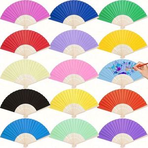 Éventail pliant portatif en tissu pour femmes, idéal pour mariage, danse, bricolage, style chinois et japonais, en bambou - Product Image 5