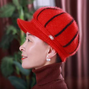 หมวกสำหรับคุณแม่, หมวกวัยกลางคนและผู้สูงอายุสำหรับฤดูหนาวใหม่พร้อมหมวกขนสัตว์กำมะหยี่หมวกถักหนาและอบอุ่นสำหรับผู้สูงอายุ - Product Image 3