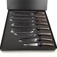 Ensemble de couteaux de cuisine personnalisés, 10 pièces, ensemble de couteaux de cuisine en damas, acier inoxydable 4Cr13 avec manche en bois coloré, couteau de chef en métal tranchant