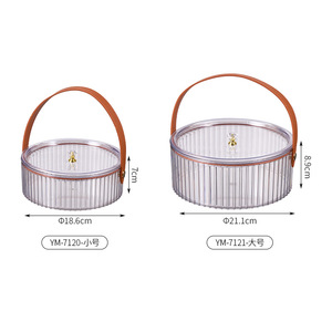 Transparent Round Fruit Box With Gold Foil Stripe Large Capacity For Outdoor Picnic Snacks Storage - Product Image 5