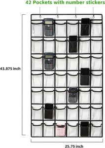 Organizador de útiles escolares con 42 bolsillos, tablero de bolsillos para el aula, exhibición transparente para teléfonos celulares y calculadoras, soporte para teléfonos en el aula - Product Image 4